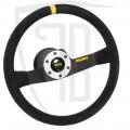 With the included horn button and the aluminium ring (ring not included)